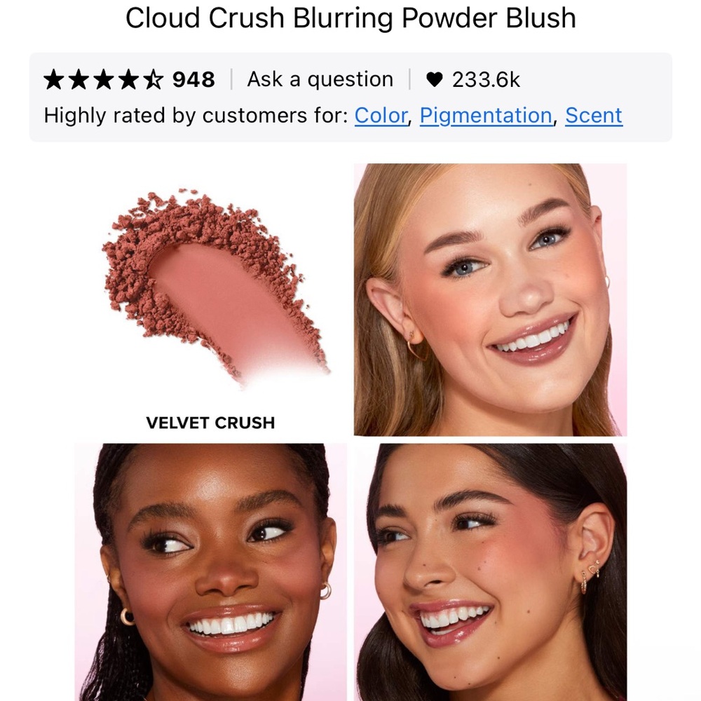 Too Faced Cloud Crush Blurring Blush - Velvet Crush - Picture 6 of 8